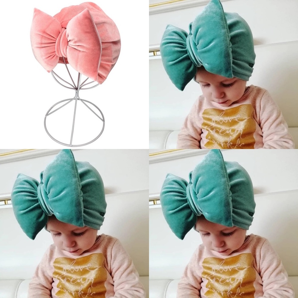 2 Toddler/ baby Velvet big bow headwrap turban set